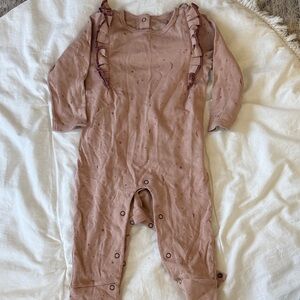 Pehr Mauve Kids Footie with Ruffle Accents